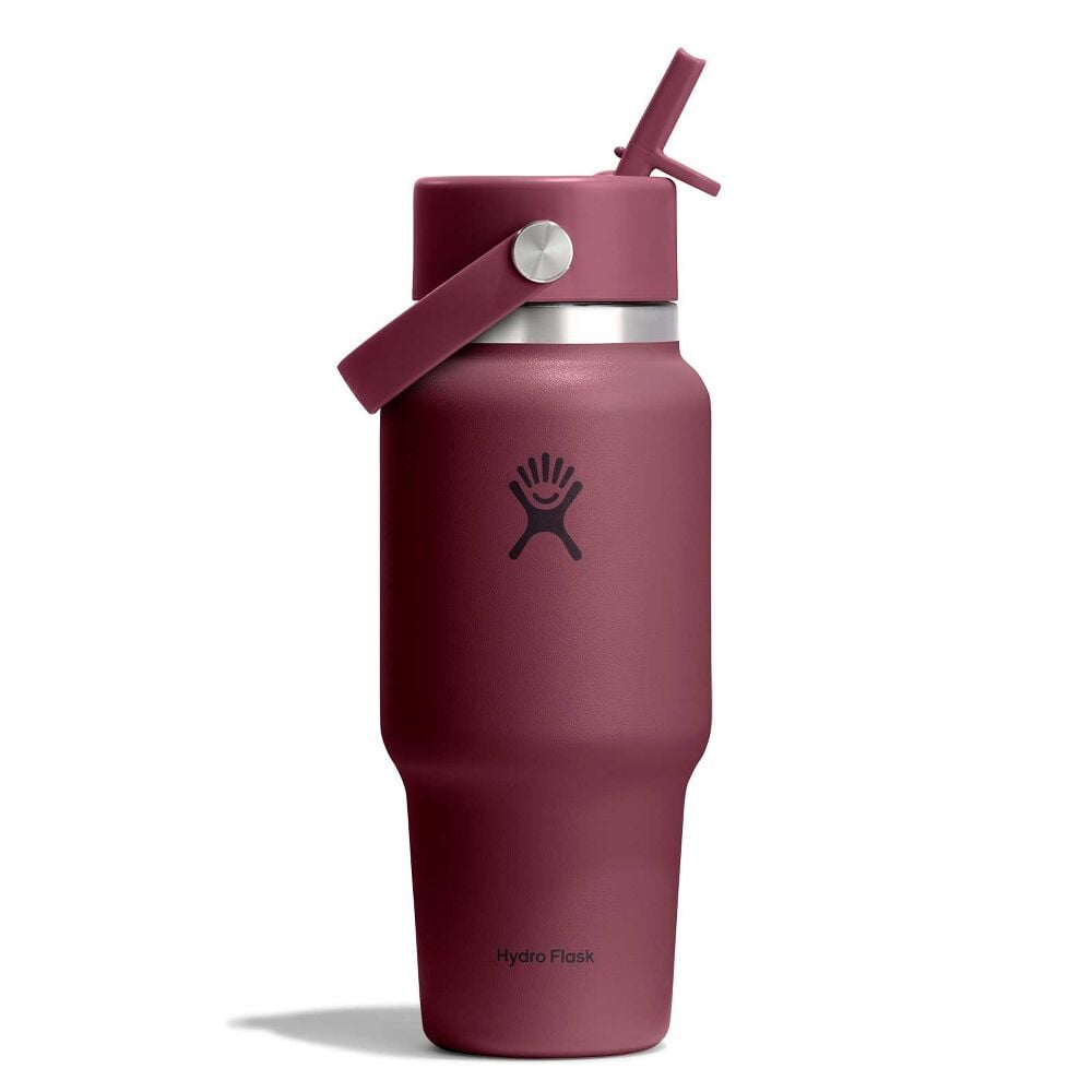24 oz Travel Bottle with Flex Straw Cap - Burgundy