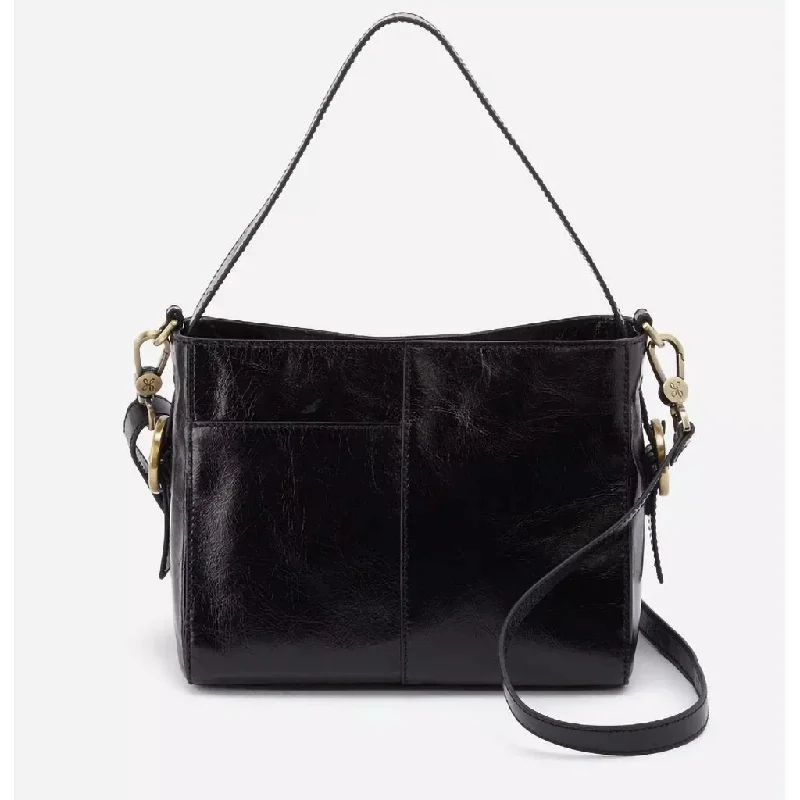 HOBO : Render Small Crossbody in Black - Polished Leather