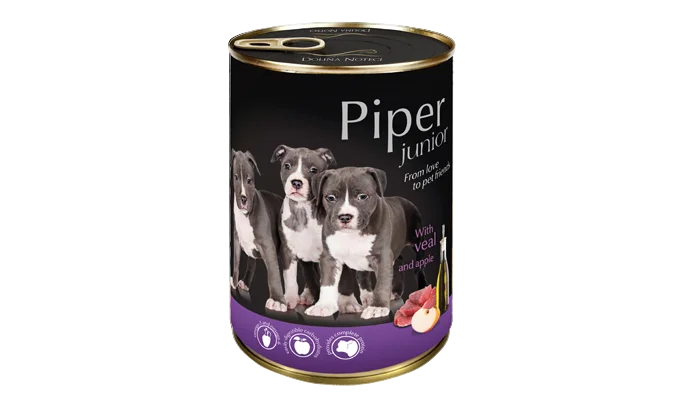 Piper Junior dog  tin 400g - Veal and Apple