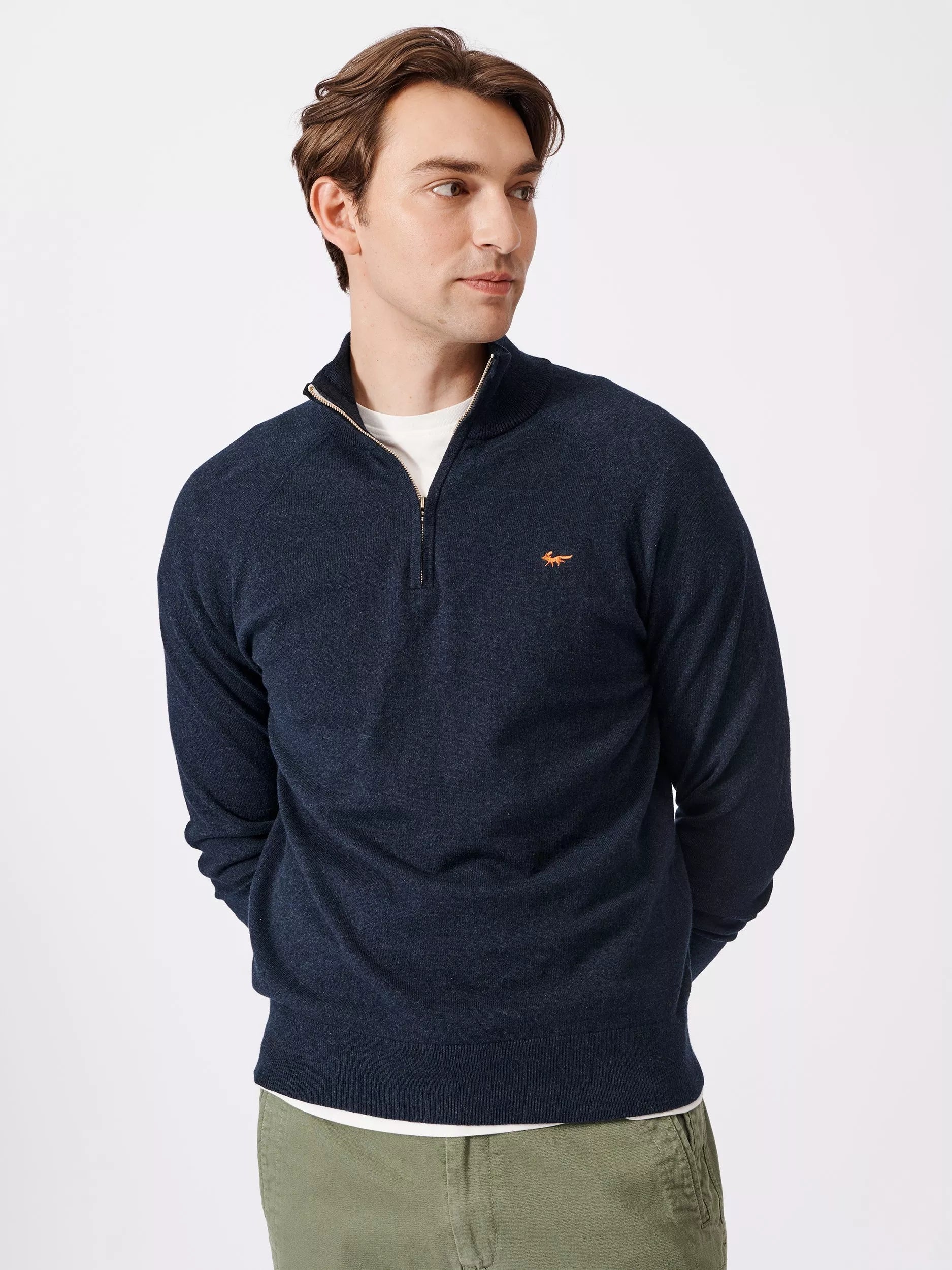 Aubin Bonby Zip Neck Cotton Jumper