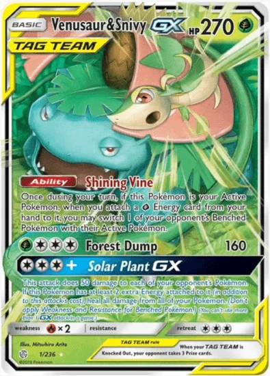 Venusaur & Snivy GX - SM - Cosmic Eclipse #001/236