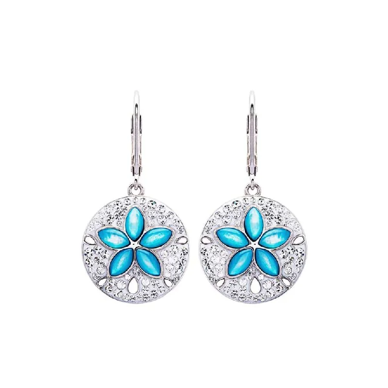 Ocean : Aqua Mother of Pearl Sand Dollar Earrings