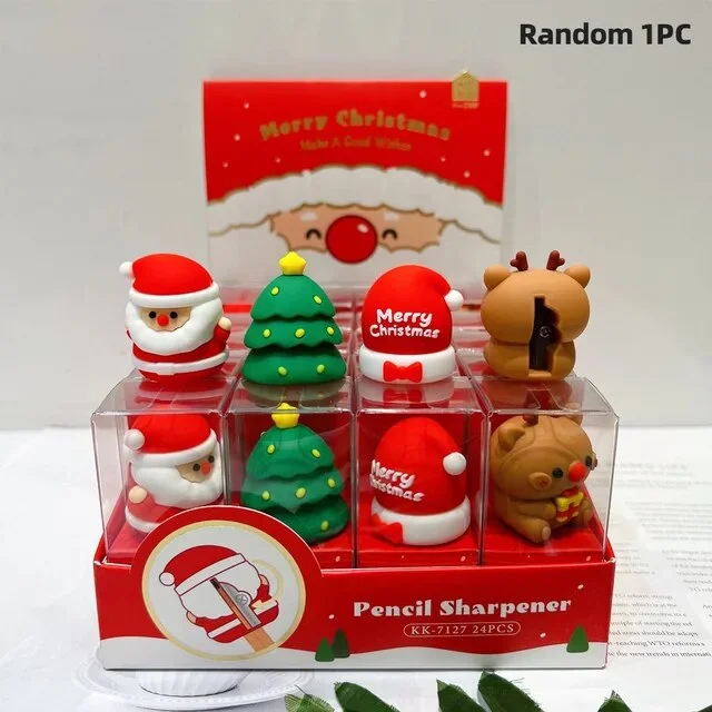 Cute Christmas Theme Silicone Pencil Sharpener - Pack of 2