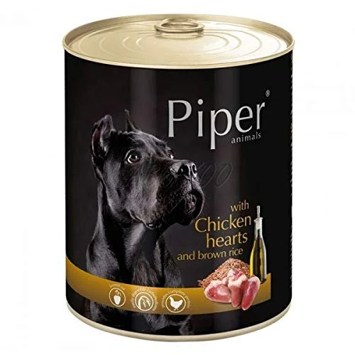 Piper dog wet food, tin - Chicken Hearts and Brown rice