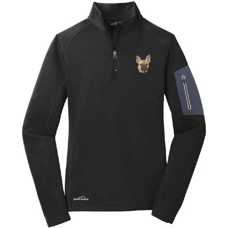 French Bulldog Embroidered Eddie Bauer Ladies Half Zip Performance Fleece