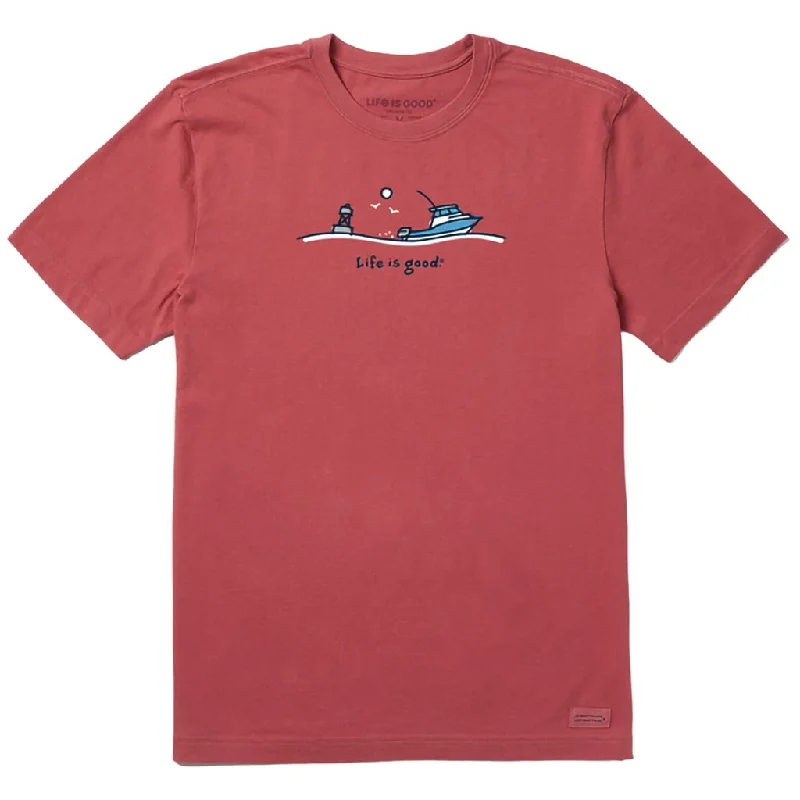 Life Is Good : Men's Ocean Boat Crusher-LITE Tee in Faded Red