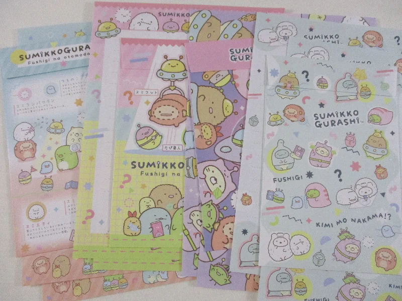 Cute Kawaii San-X Sumikko Gurashi UFO alien Star Night travel otomodachi Letter Sets - B -Writing Paper Envelope Stationery Penpal