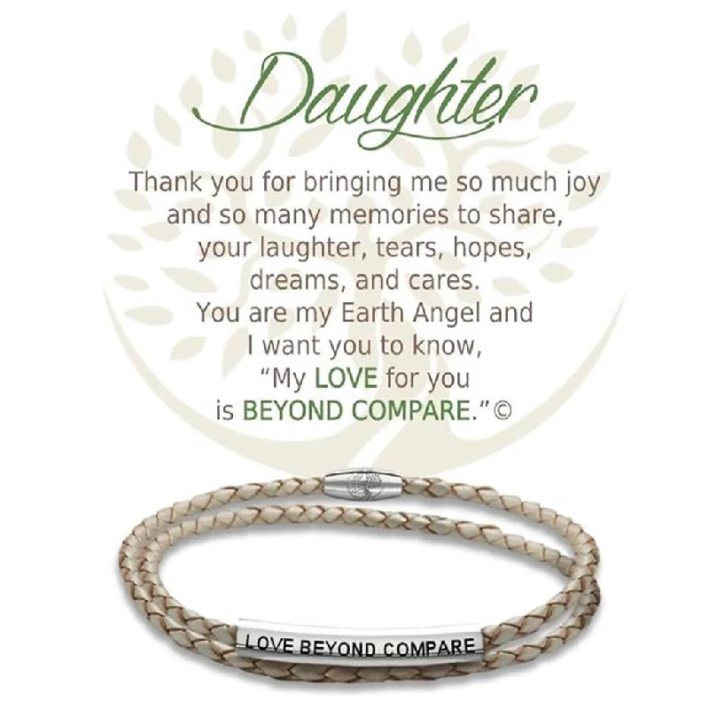 Earth Angel : Daughter Champagne Leather Bracelet