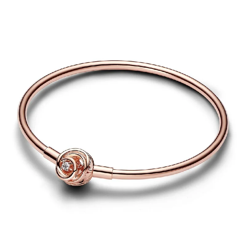 PANDORA : Pandora Moments Encircled Clasp Bangle - Rose Gold