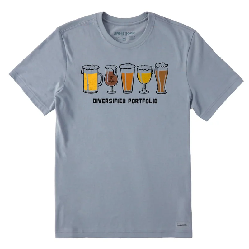 Life Is Good : Men's Diversified Portfolio Beer Glass Crusher Tee in Stone Blue