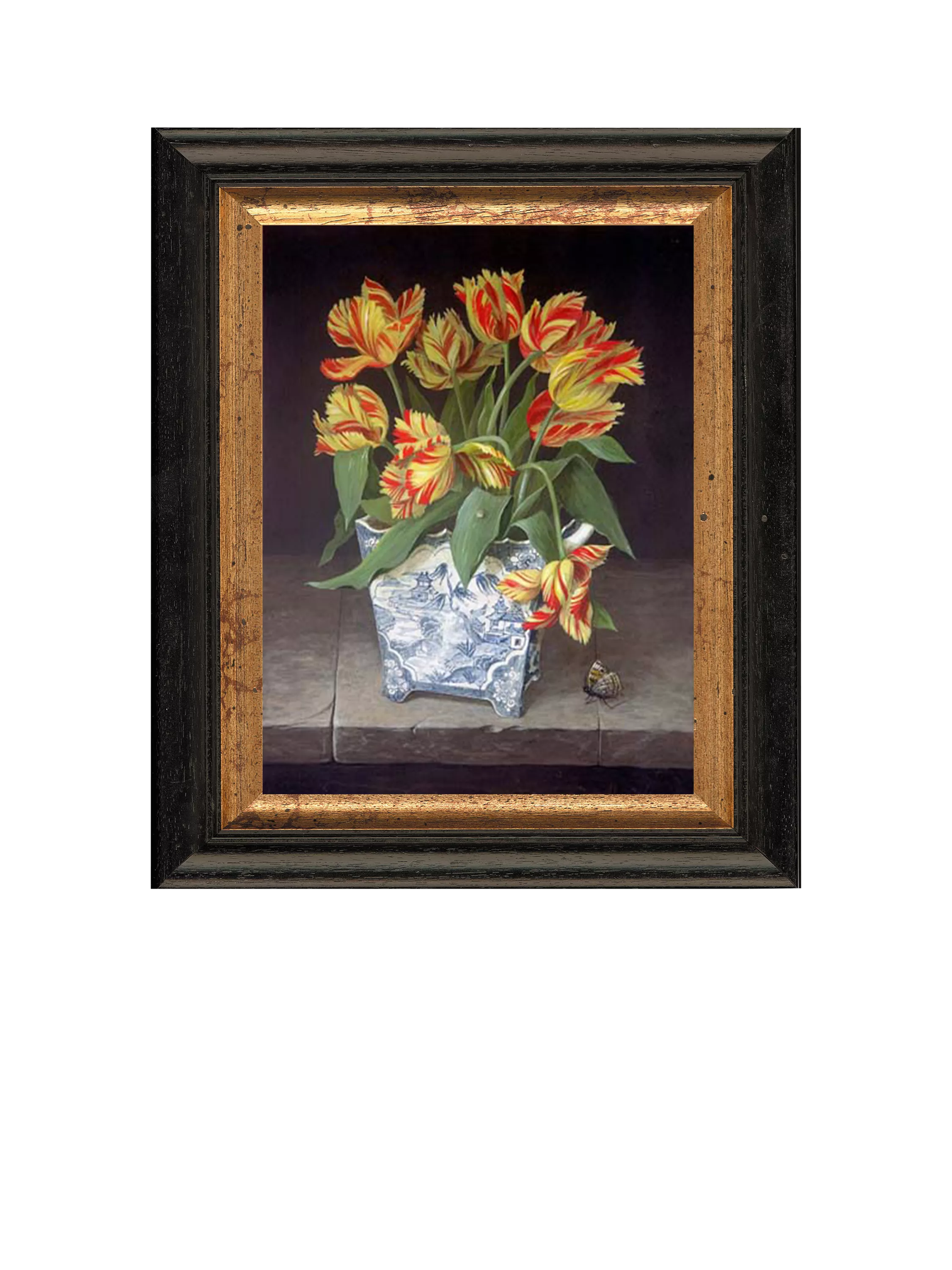 Brookpace Lascelles 'Orange Tulips in China Vase' Framed Canvas Print, 44 x 36cm, Yellow/Red