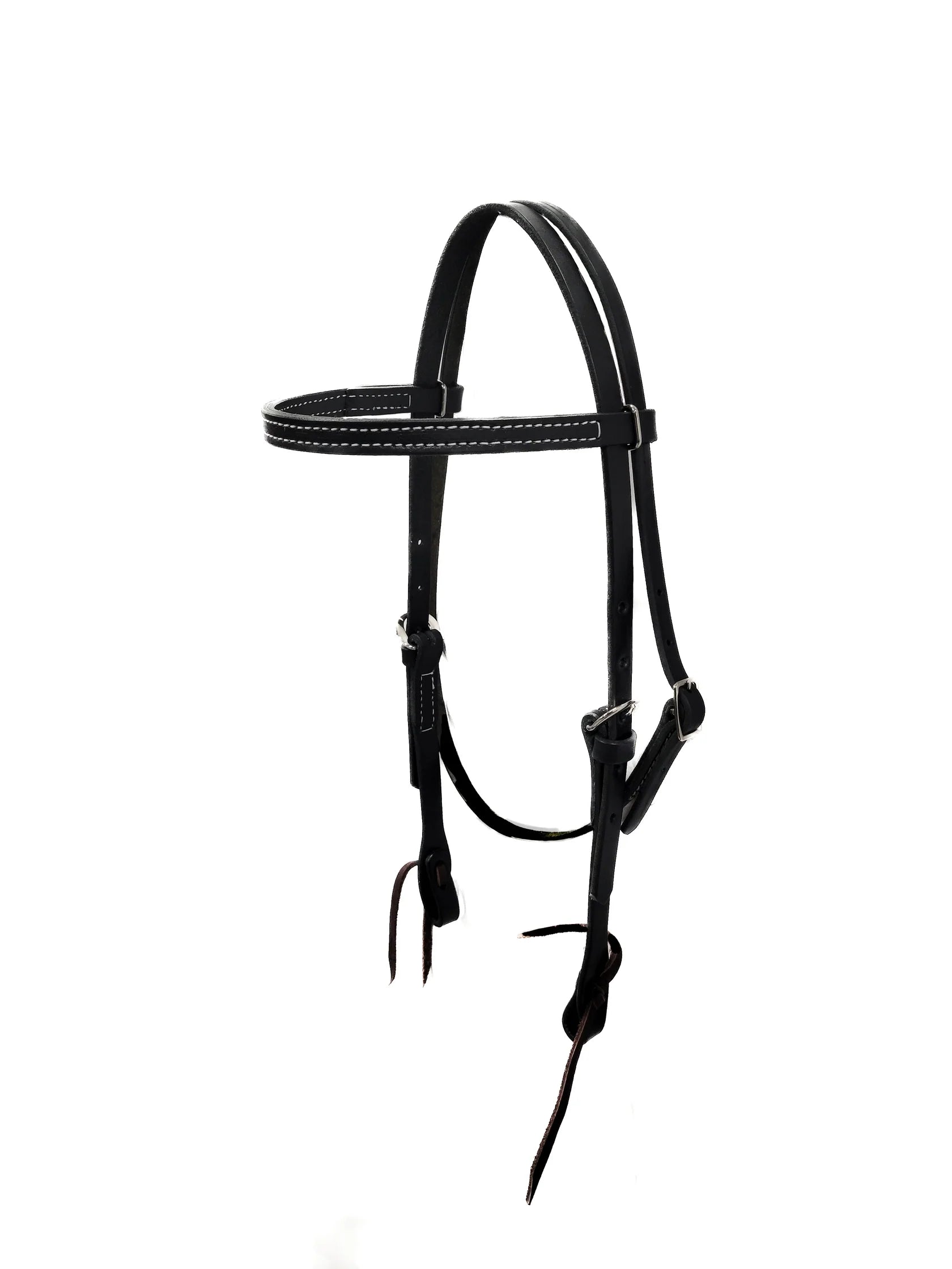 J Wayne Leather Black Series Headstall Straight Brow with Ties