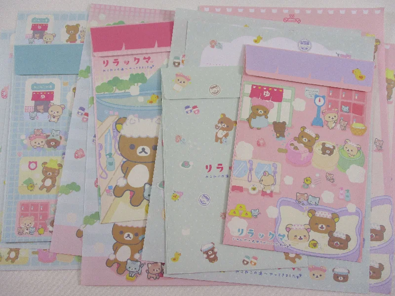 Cute Kawaii San-X Rilakkuma Bear Spa Onsen Letter Sets - Stationery Writing Paper Envelope