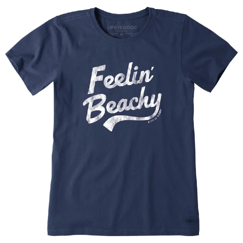 Life Is Good : Women's Feelin' Beachy Short Sleeve Tee in Darkest Blue