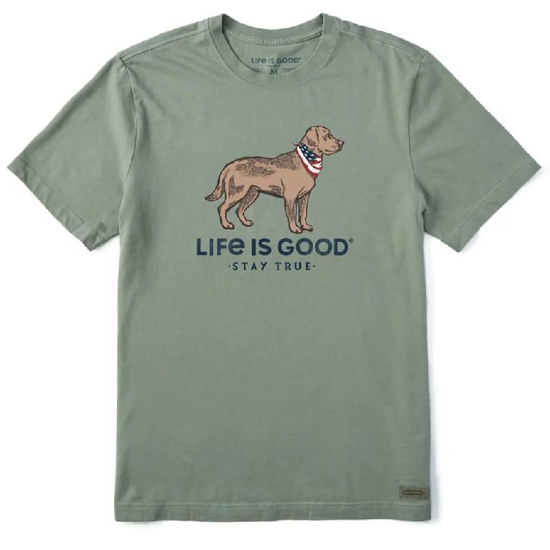 Life Is Good : Men's Stay True Dog Crusher Tee in Moss Green