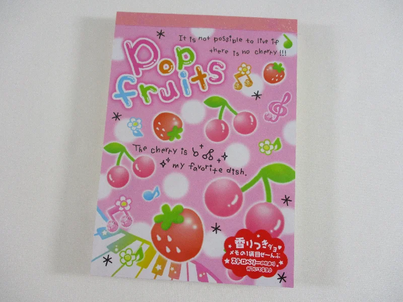 Cute Kawaii HTF Vintage Collectible Q-lia Pop Fruits 4 x 6 Inch Notepad / Memo Pad - Stationery Designer Paper Collection