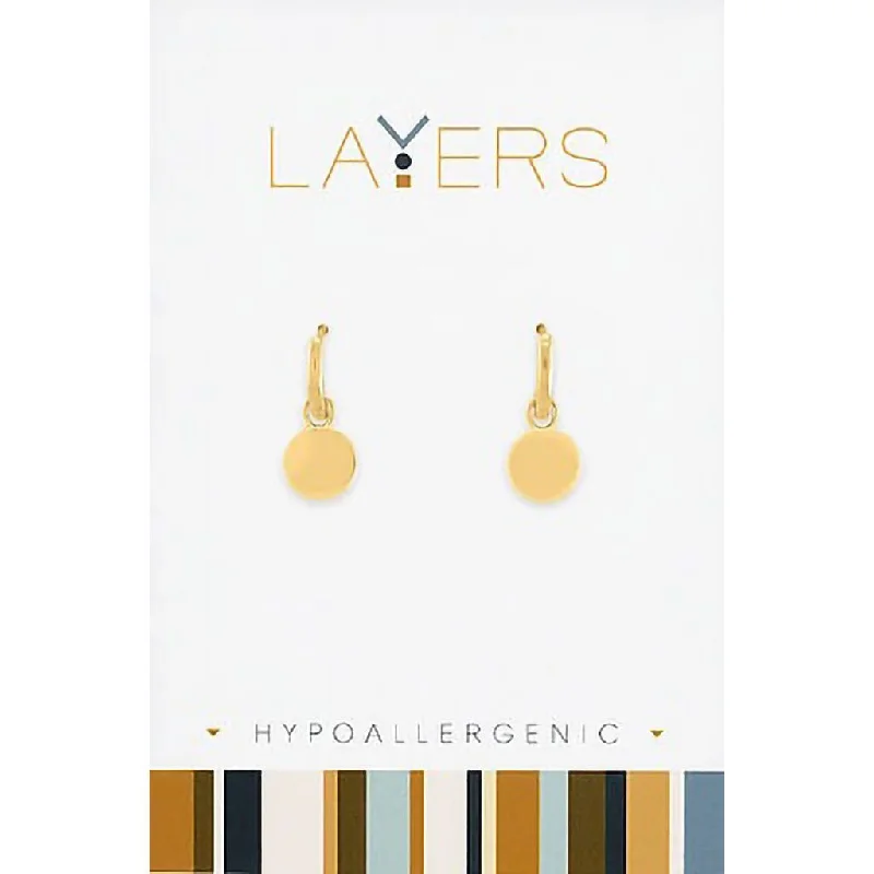 Center Court : Gold Disc Huggie Layers Earrings