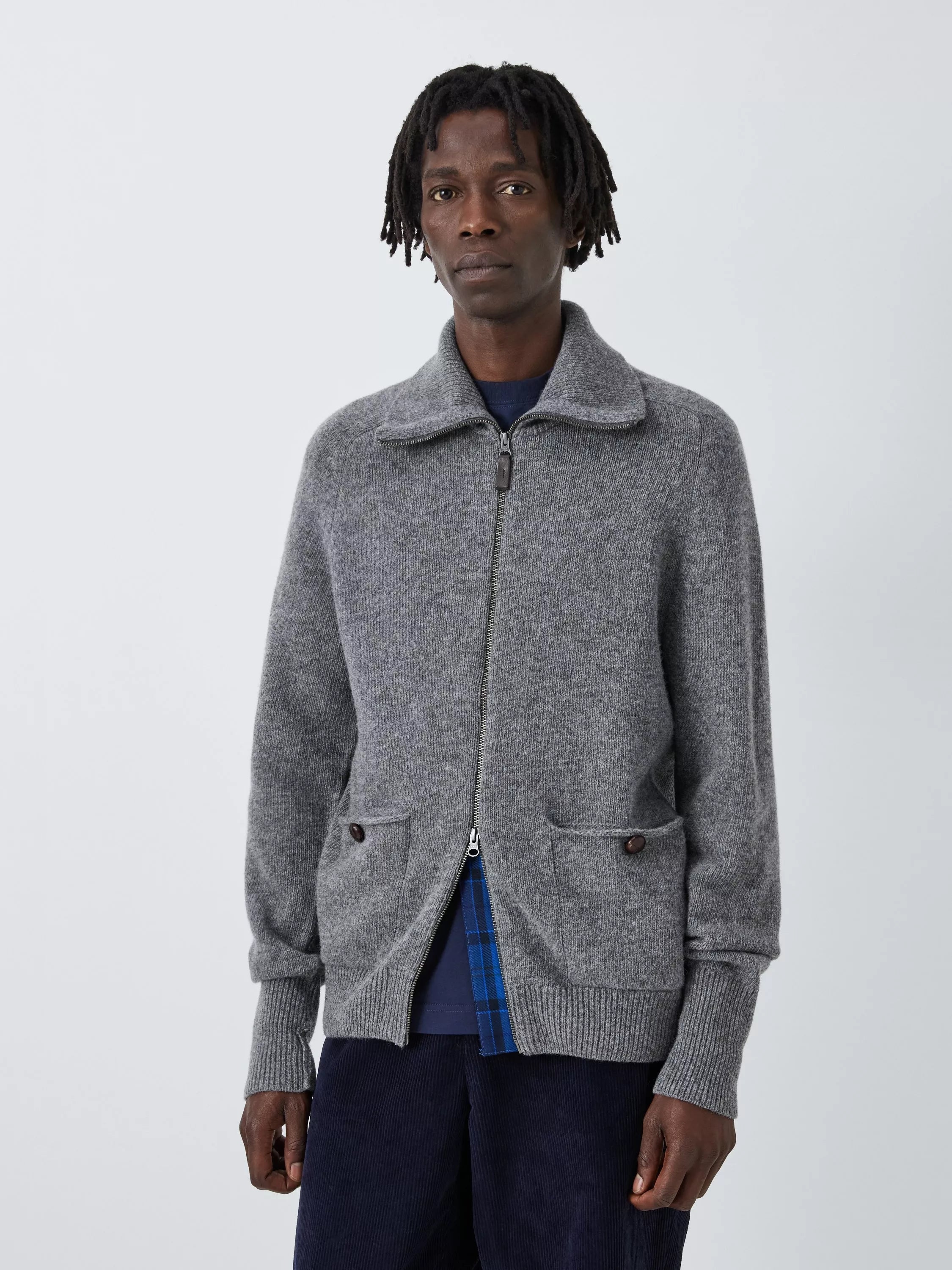 Barbour Tomorrow's Archive Paxton Zip Through Cardigan, Grey Marl