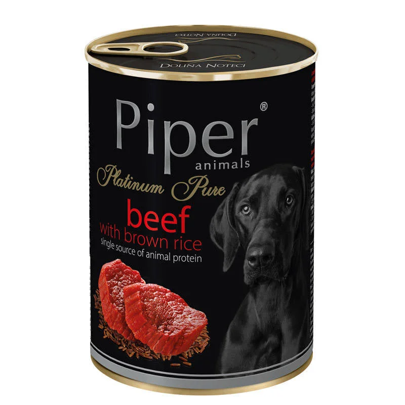 Piper Platinum Pure Single Protein dog  tin 400g - Beef with Brown Rice