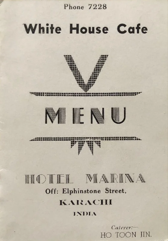 White House Cafe Menu (Hotel Marina)