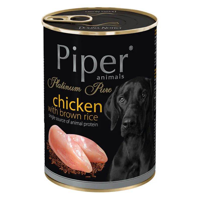 Piper Platinum Pure Single Protein dog  tin 400g - Chicken with Brown Rice