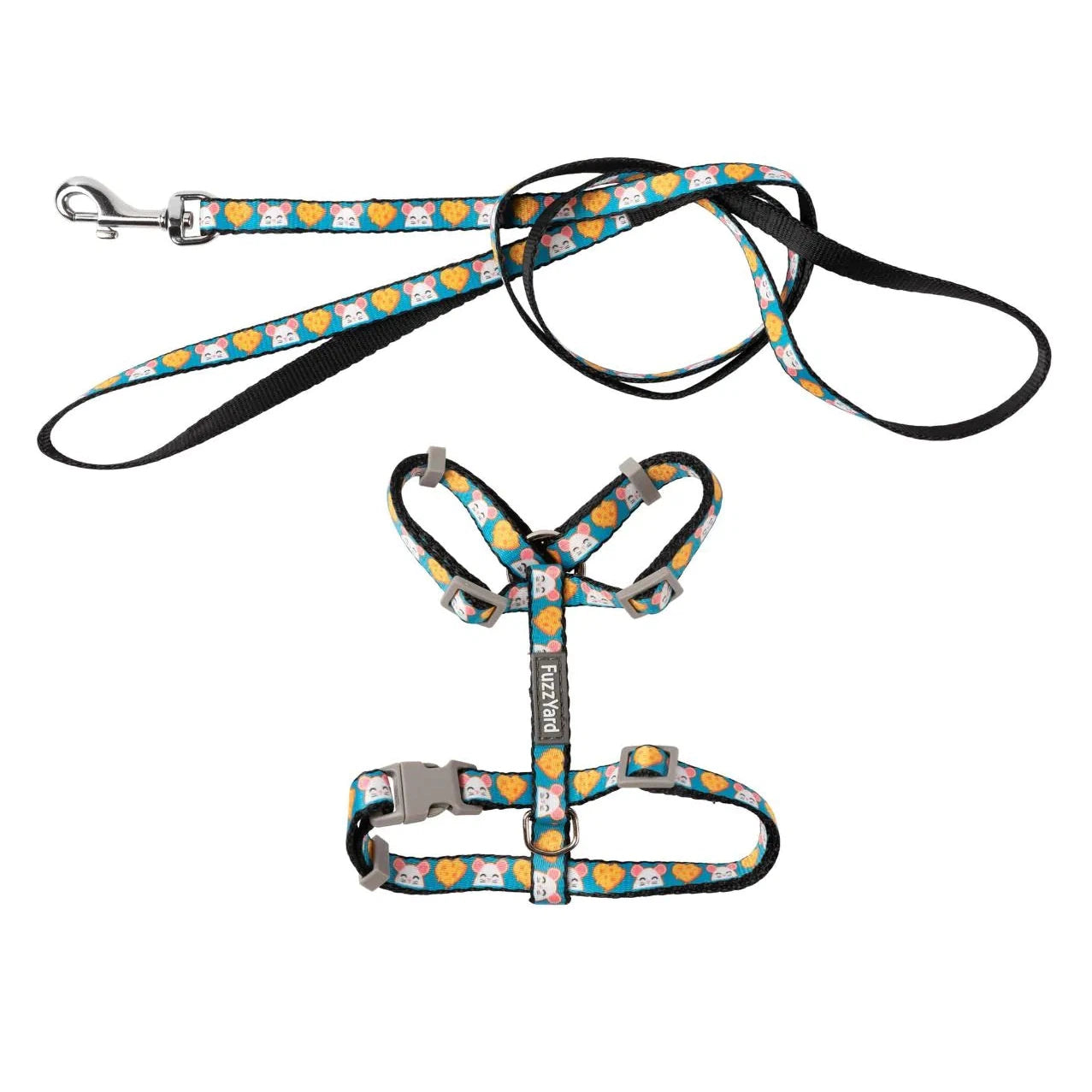 FuzzYard Cheesy Hearts Cat Harness and Lead Walking Set^^^